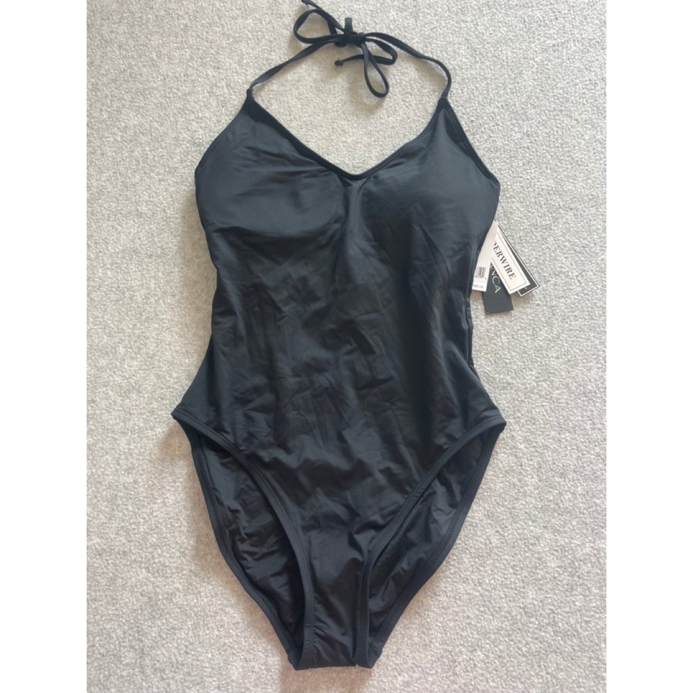 La Blanca Womens Underwire Tummy Control Halter One Piece Swimsuit Black 8